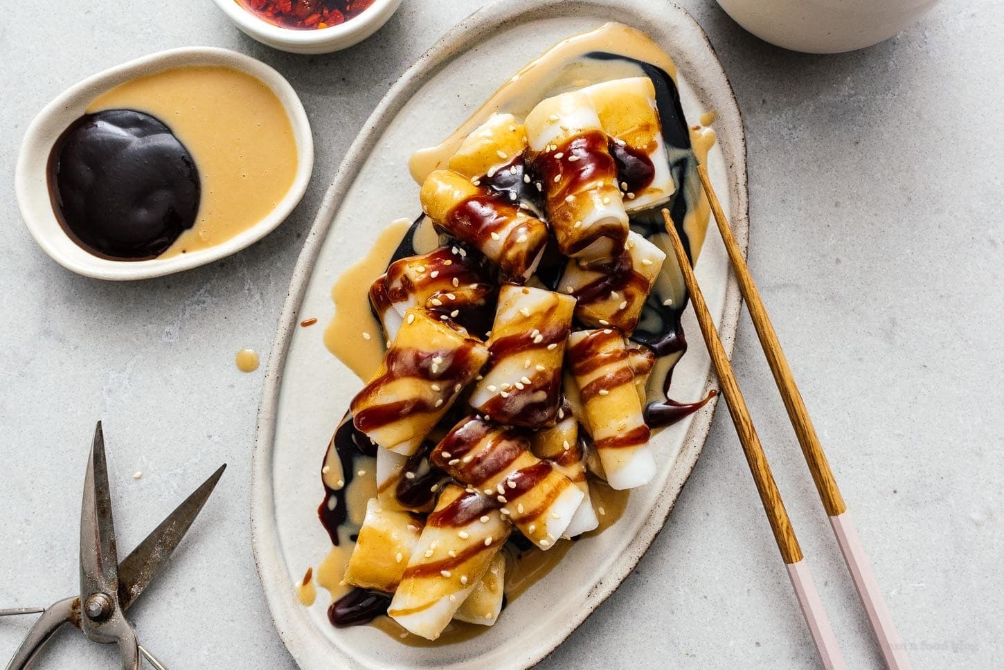cheung fun with sesame paste | www.iamafoodblog.com