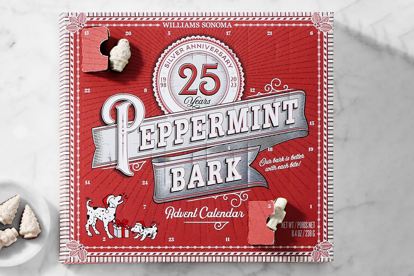 williams sonoma peppermint bark advent calendar | www.iamafoodblog.com