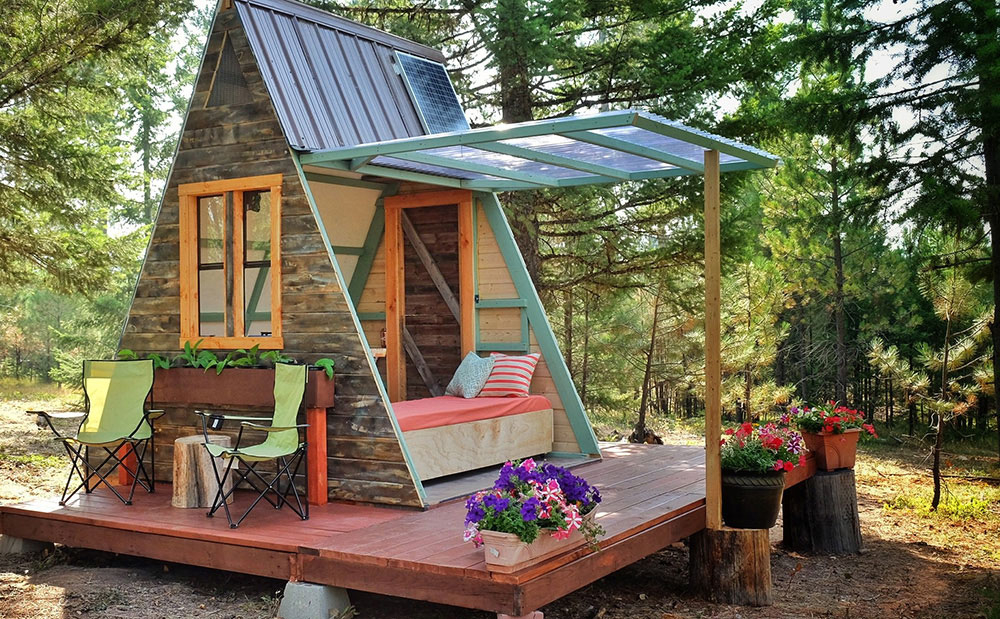 A-frame tiny cabin