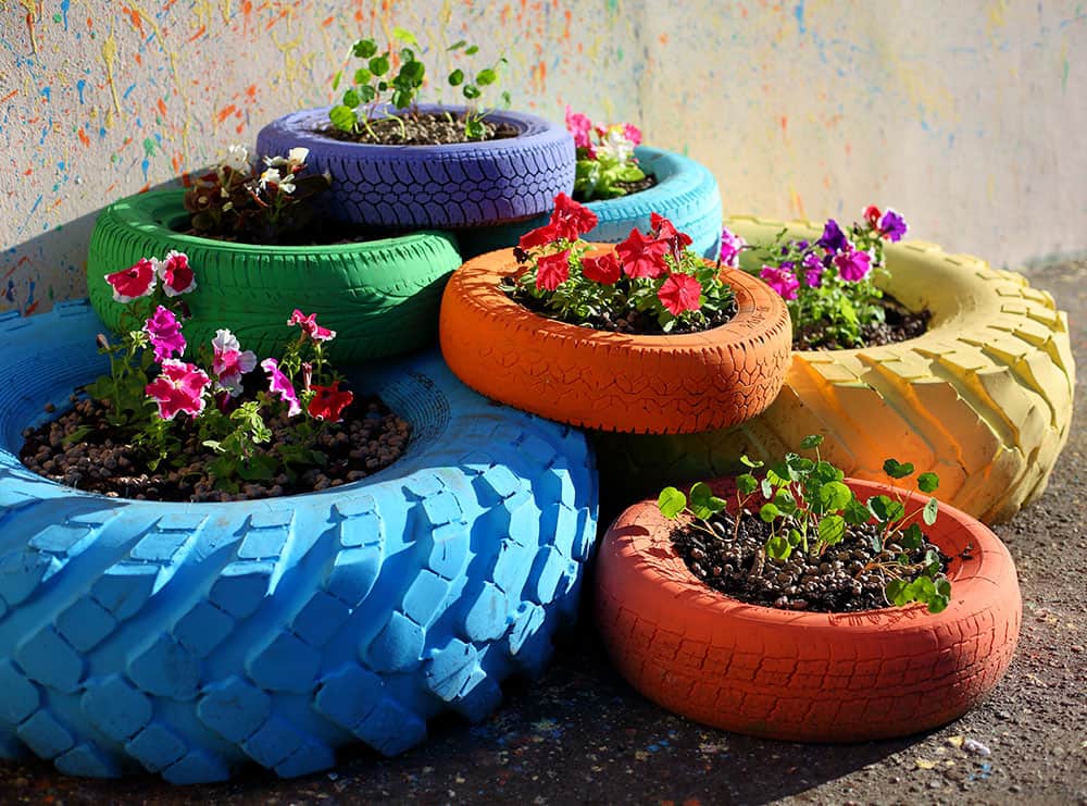 Tire garden planters