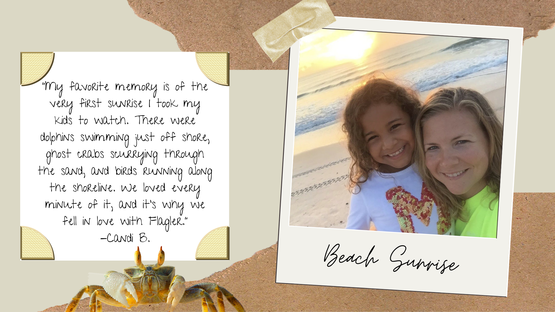 A Mother and daughter posing for a Palm Coast beach sunrise photo