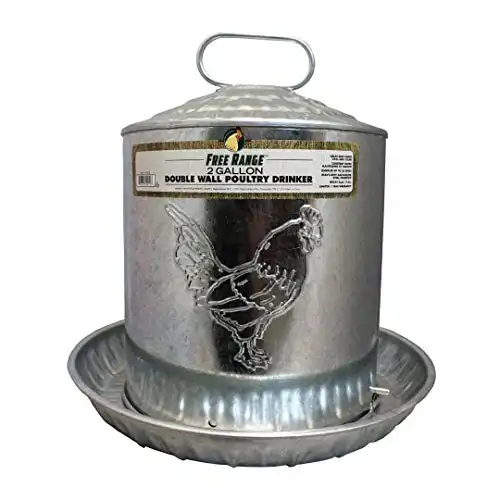 Manna Pro Hanging Chicken Waterer | 2 Gallons Galvanized Steel Double Wall