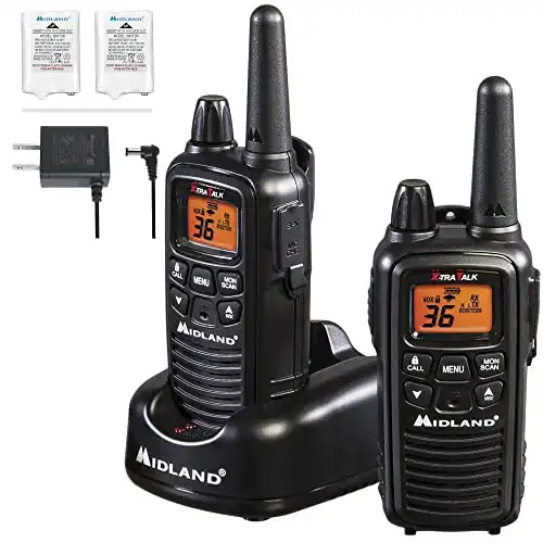 Midland Handheld Portable FRS Two Way Radio - Long Range Rechargeable Walkie Talkies