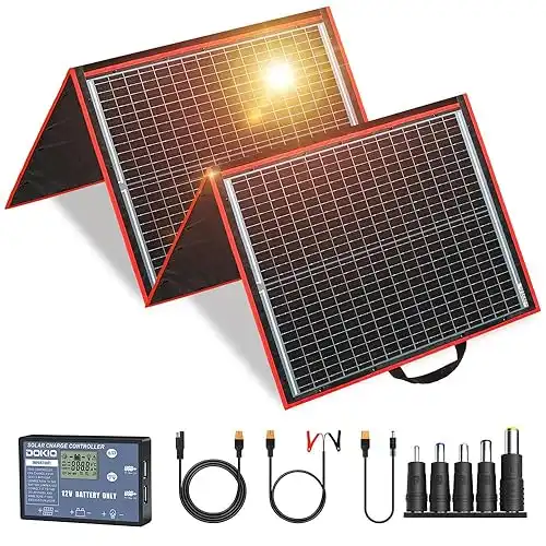 DOKIO 160W 18V Portable Solar Panel Kit for 12v Batteries/Power Station