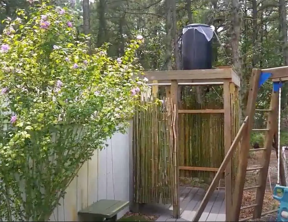 Bamboo outdoor shower