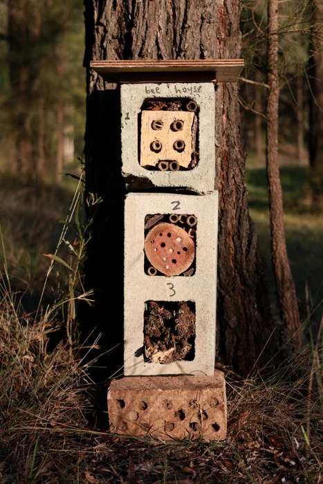 Cinder block bee hotel