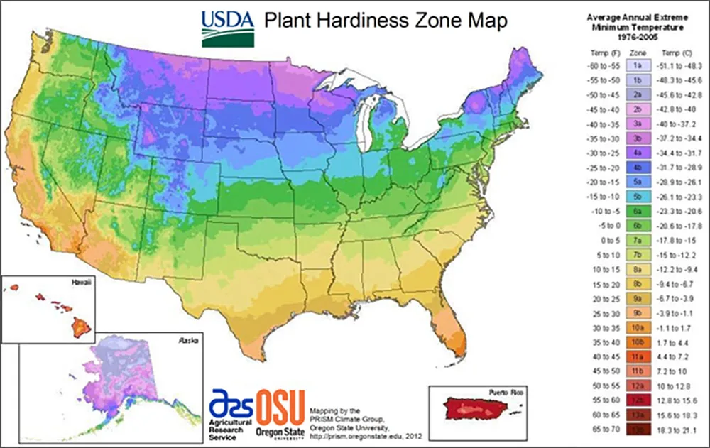 Growing zone map