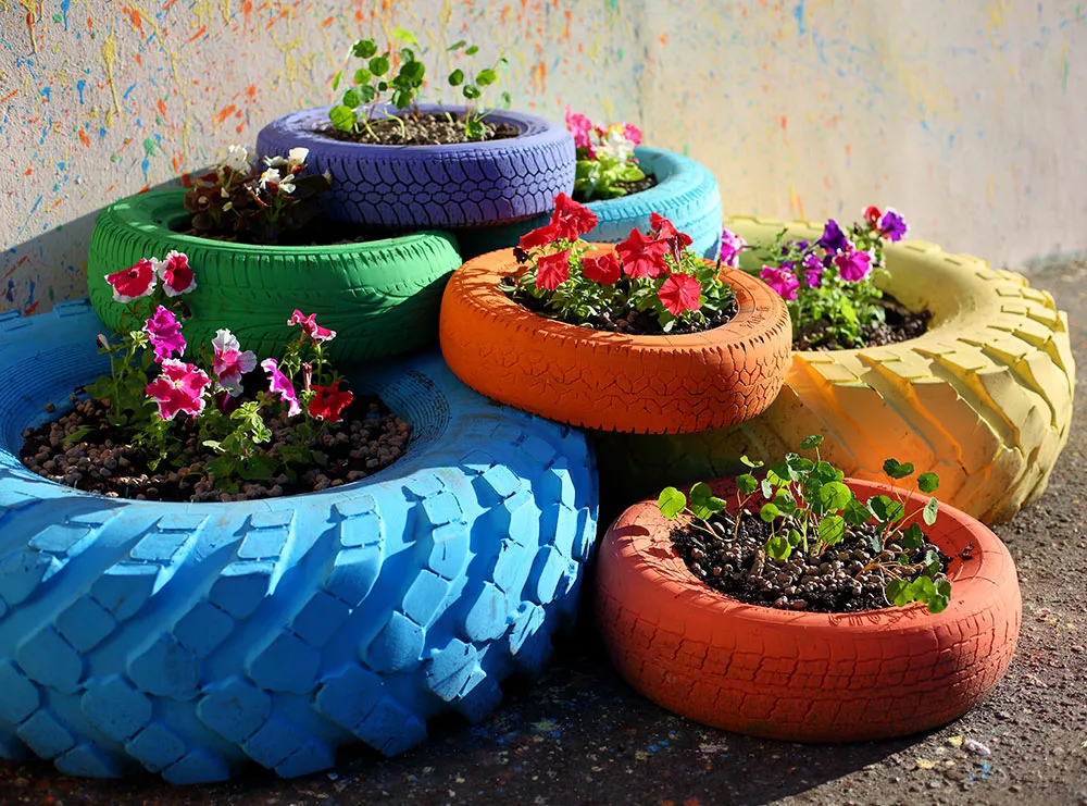 Tire garden planters